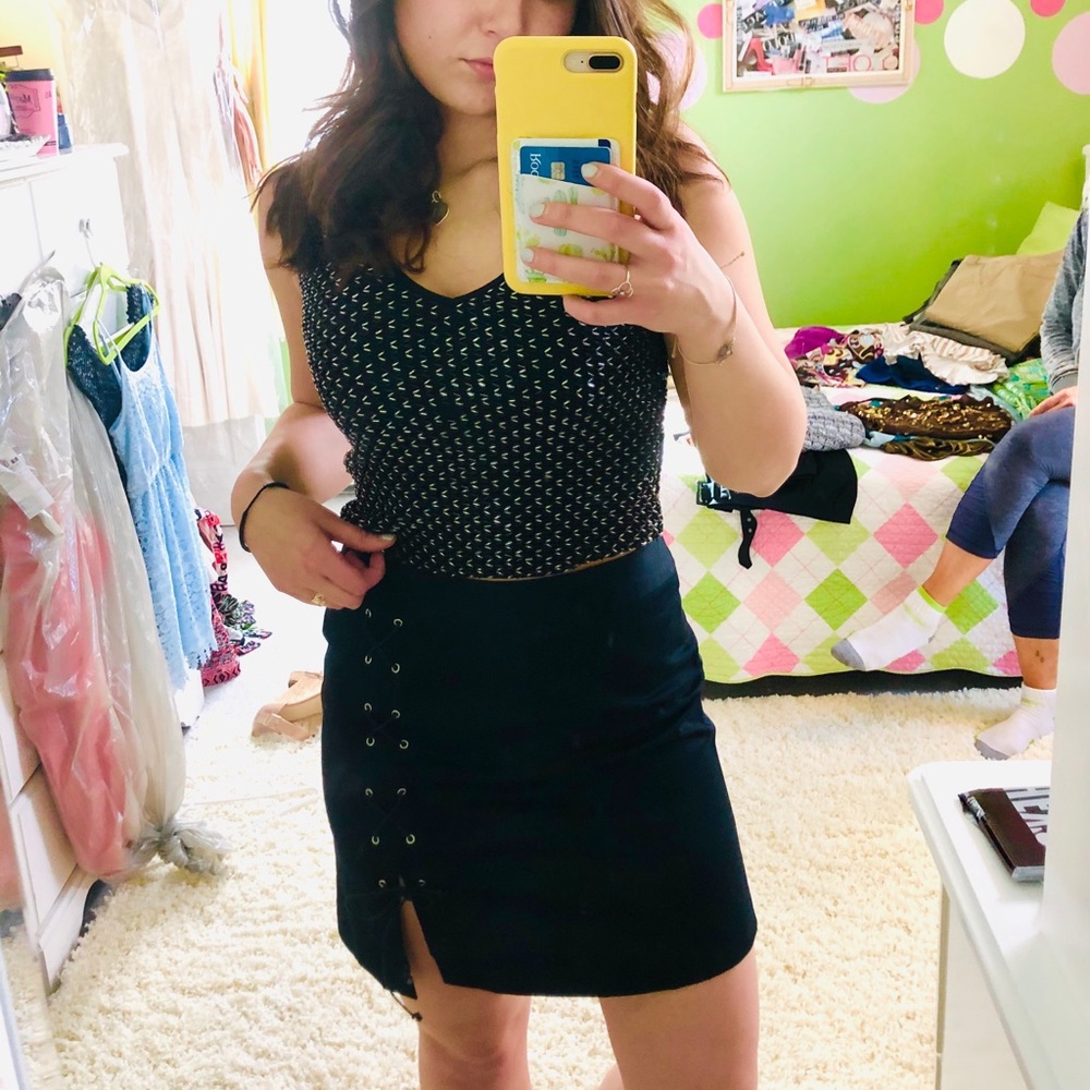 Size 4 cache black lace up skirt